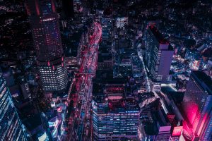 Tokyo Skyline im Cyberpunk-Stil